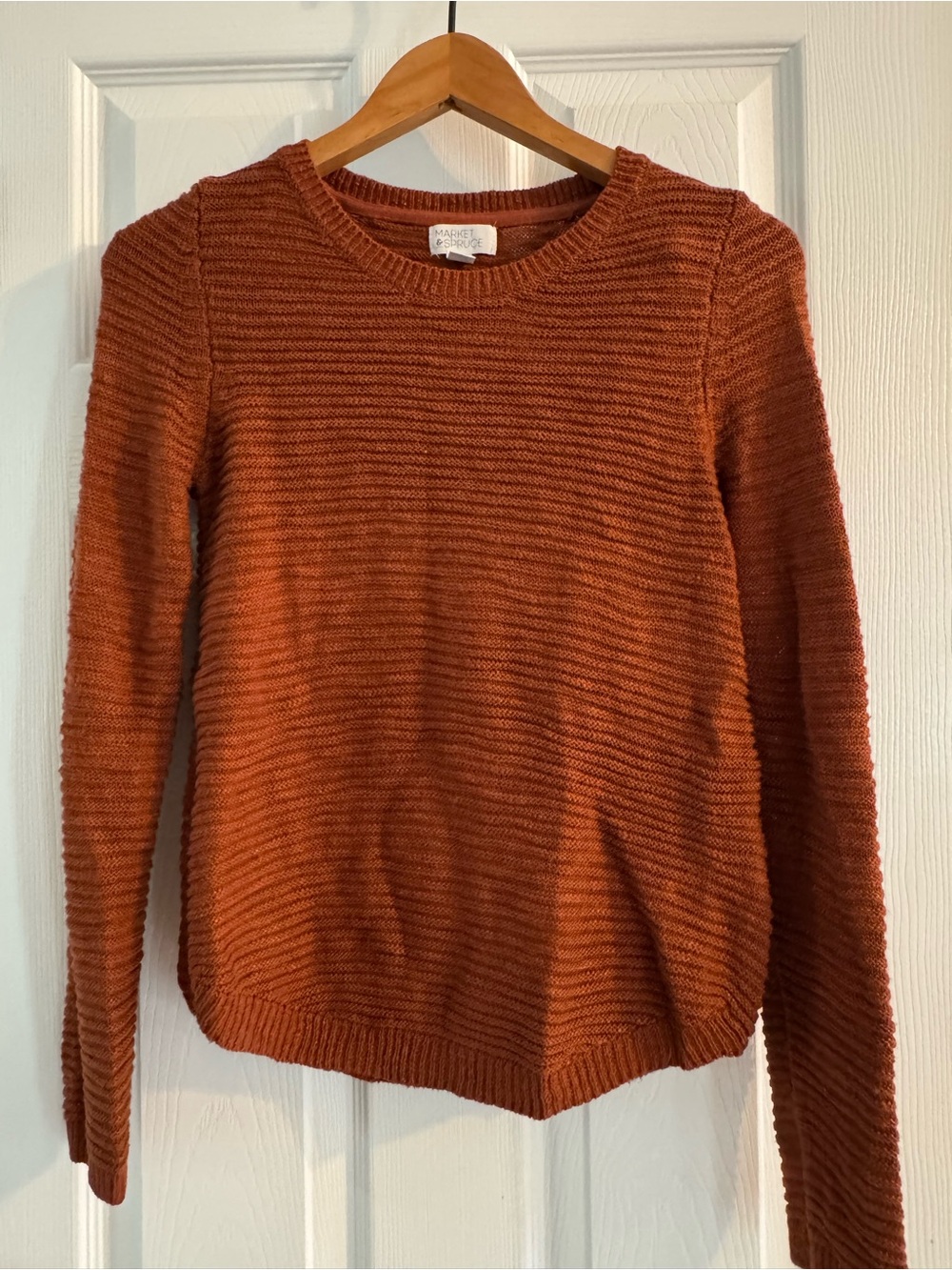 Market & Spruce Ribbed Crewneck Sweater - Rust Orange